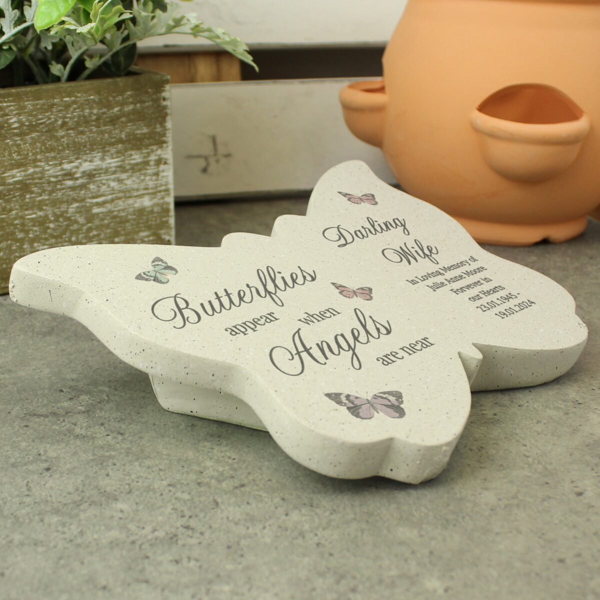 Personalised butterflies appear memorial resin butterfly