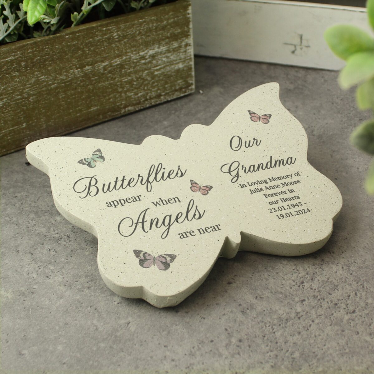 Personalised butterflies appear memorial resin butterfly