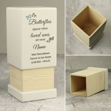 Personalised Butterflies Appear Small Wooden Urn: 7 - Urns By Gift Moments