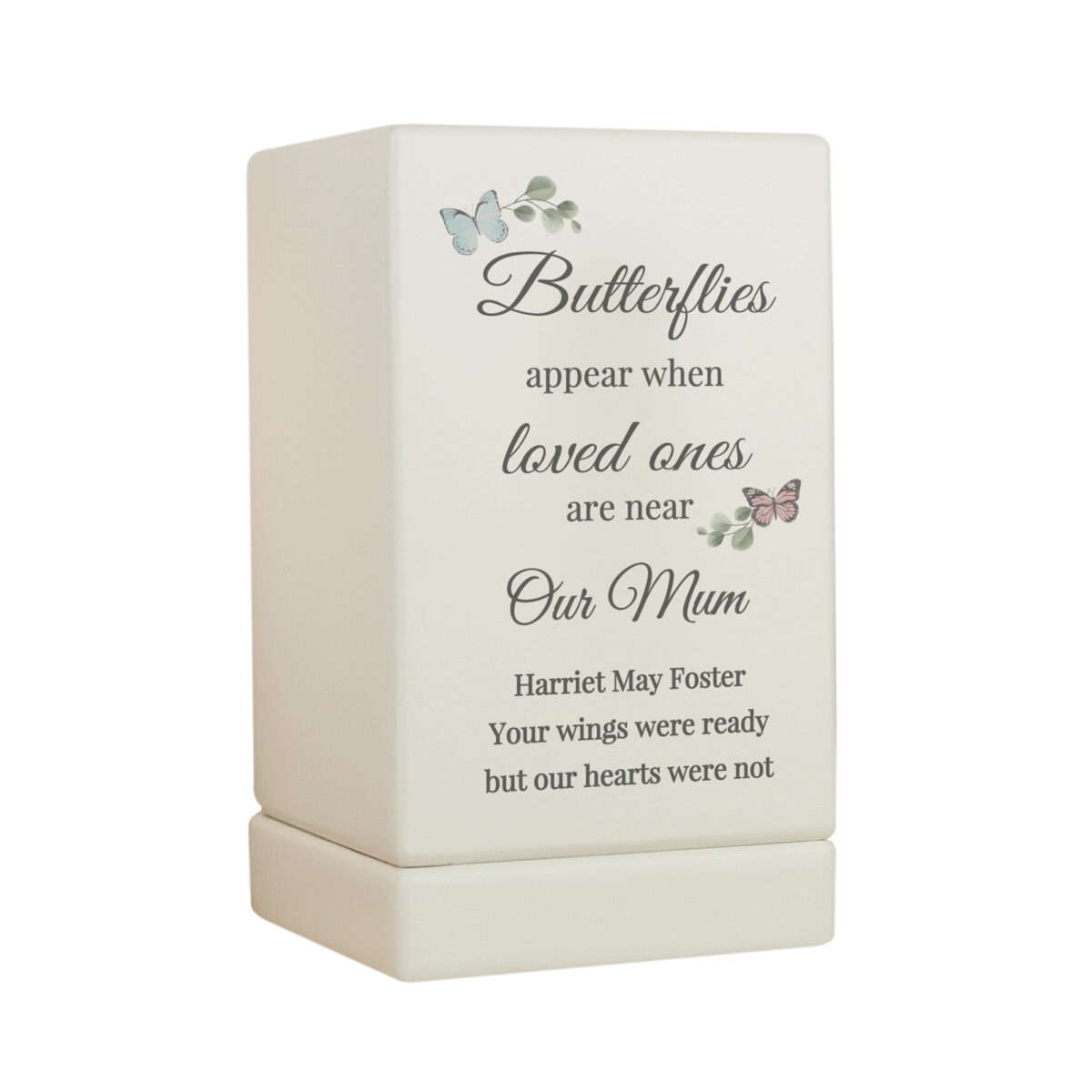 Personalised Butterflies Appear Small Wooden Urn: 5 - Urns By Gift Moments