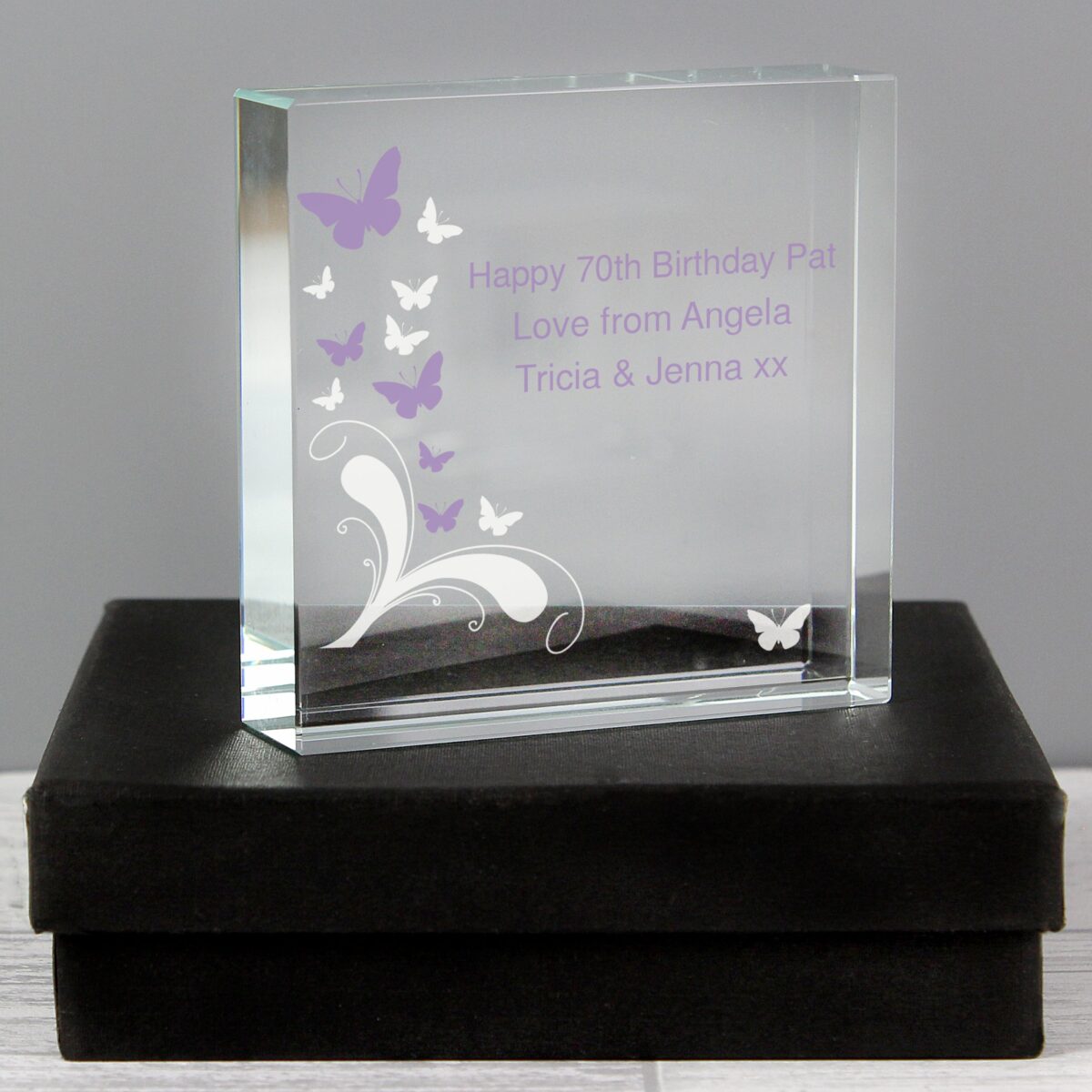 Personalised Butterflies Crystal Token: 1 - Crystal Tokens By Gift Moments