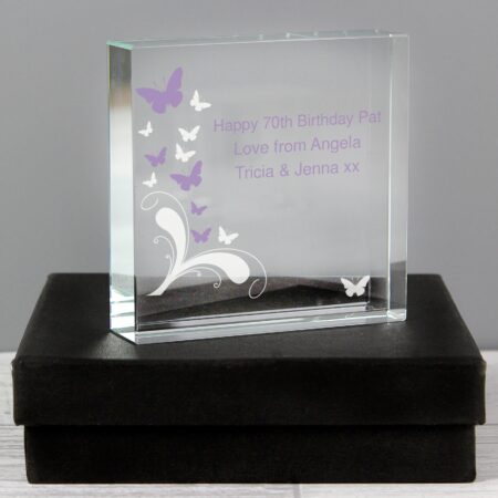 Personalised Butterflies Crystal Token: 1 - Crystal Tokens By Gift Moments