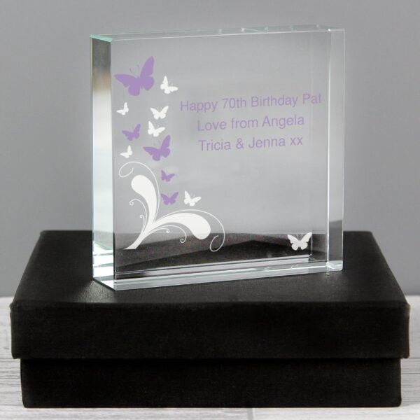 Personalised Butterflies Crystal Token: 1 - Crystal Tokens By Gift Moments