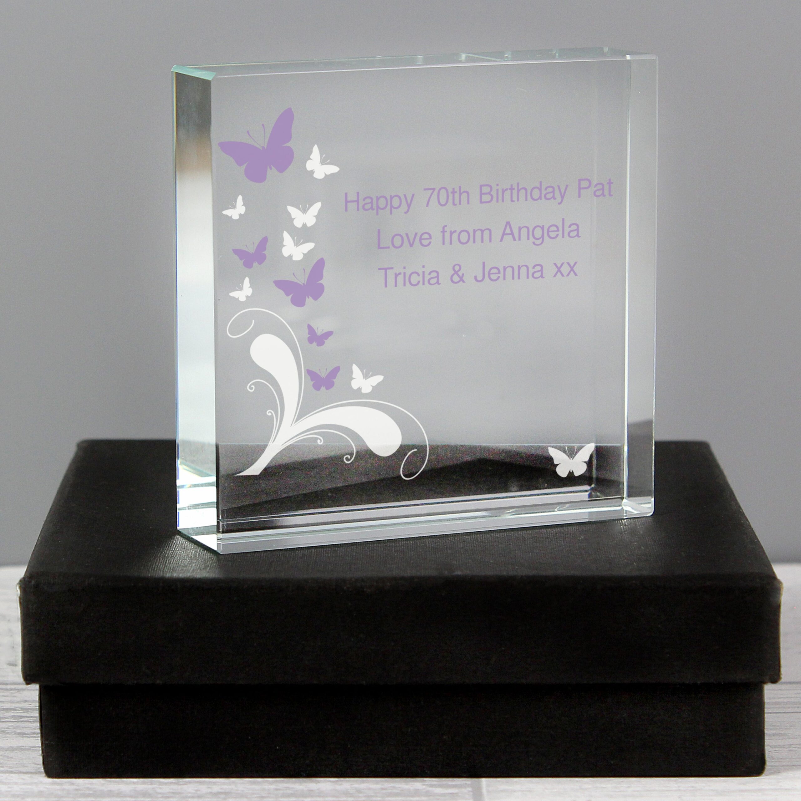 Personalised Butterflies Crystal Token: 1 - Crystal Tokens By Gift Moments