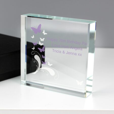 Personalised Butterflies Crystal Token: 3 - Crystal Tokens By Gift Moments