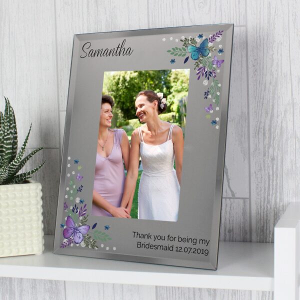 Personalised Butterfly 6x4 Diamante Glass Photo Frame: 1 - Photo Frames By Gift Moments