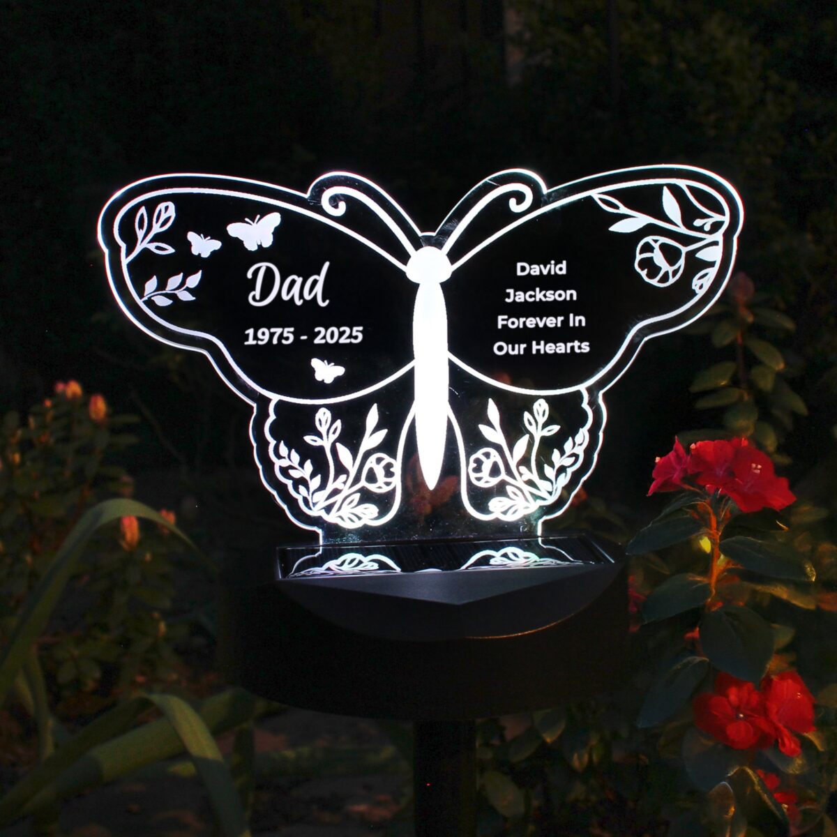 Personalised Butterfly Memorial Solar Light: 6 - Solar Lights By Gift Moments