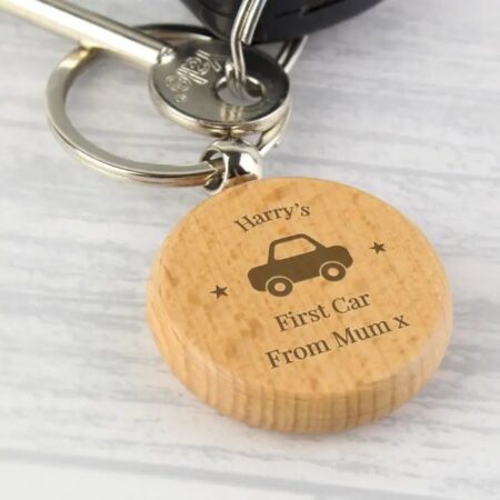 Personalised ’Car Motif’ Wooden Keyring: 2 - Keyrings By Gift Moments