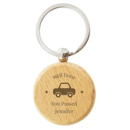 Personalised ’Car Motif’ Wooden Keyring: 3 - Keyrings By Gift Moments