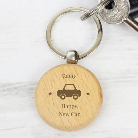 Personalised ’Car Motif’ Wooden Keyring: 4 - Keyrings By Gift Moments
