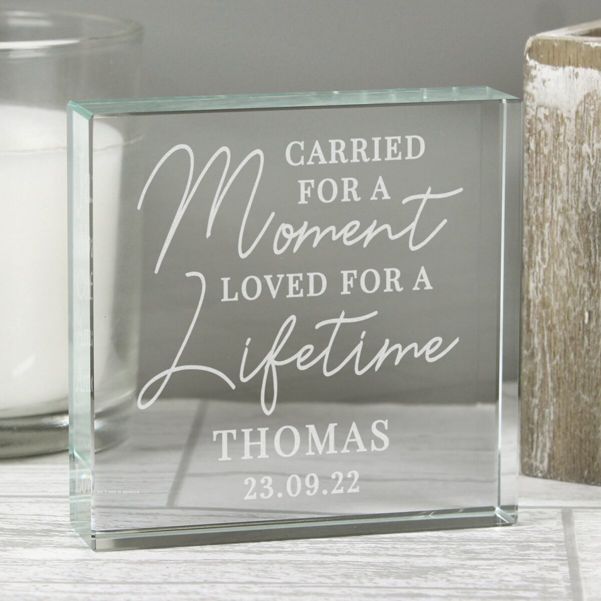 Personalised Carried for a Moment Crystal Token: 2 - Crystal Tokens By Gift Moments