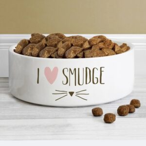 Personalised Cat Features 14cm Medium White Pet Bowl: 3 - Pet Products By Gift Moments