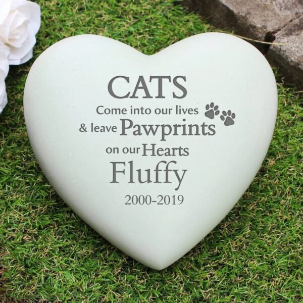 Personalised Cat Pawprints Heart Memorial: 2 - Memorials By Gift Moments