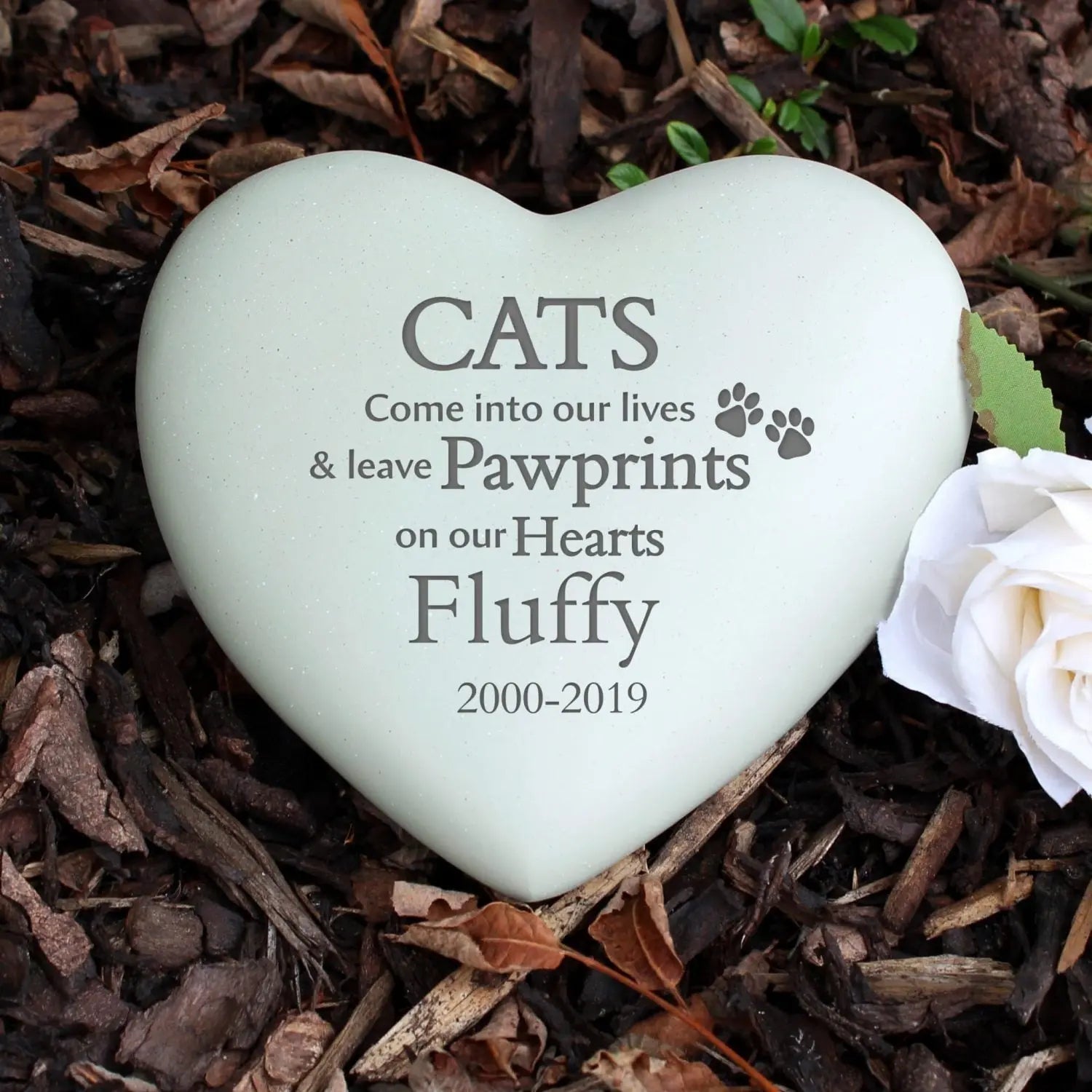 Personalised Cat Pawprints Heart Memorial: 1 - Memorials By Gift Moments