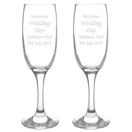 Personalised Celebration Pair of Flutes: 2 - Champagne Flutes By Gift Moments