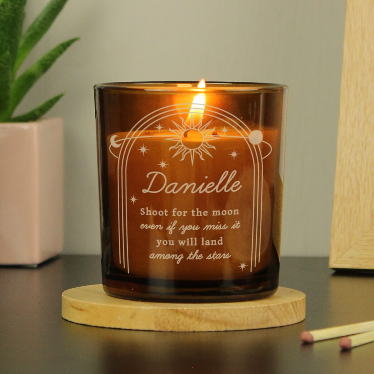 Personalised Celestial Amber Glass Candle: 1 - Candles By Gift Moments