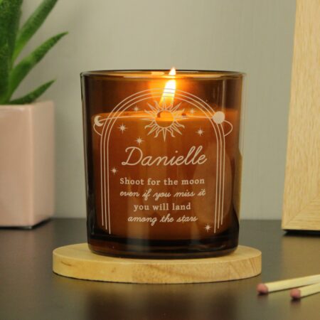Personalised Celestial Amber Glass Candle: 1 - Candles By Gift Moments