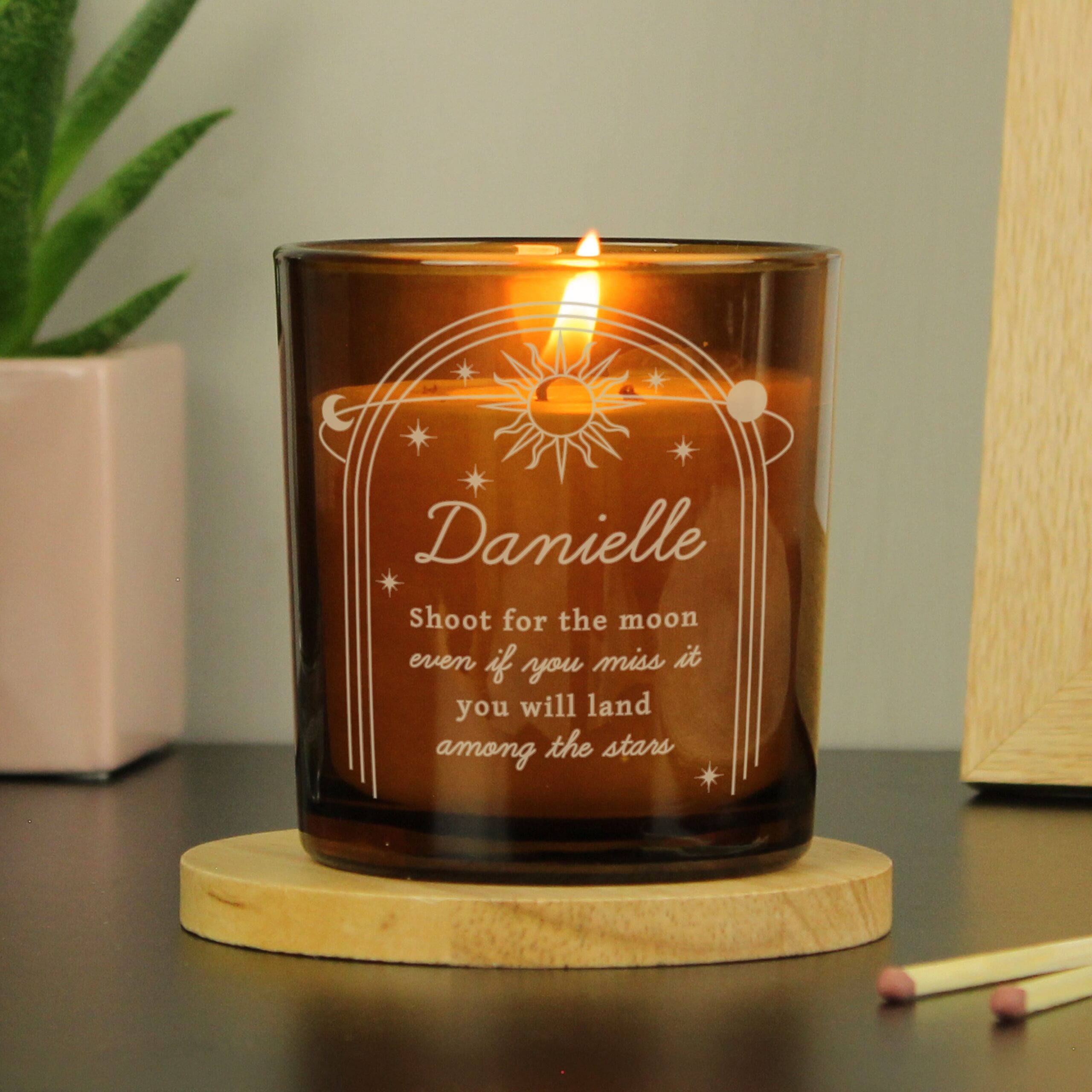Personalised Celestial Amber Glass Candle: 1 - Candles By Gift Moments