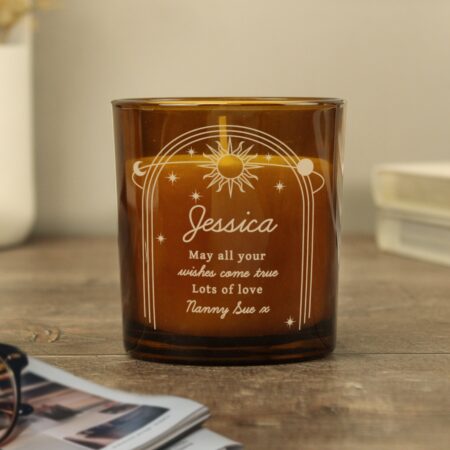 Personalised Celestial Amber Glass Candle: 7 - Candles By Gift Moments