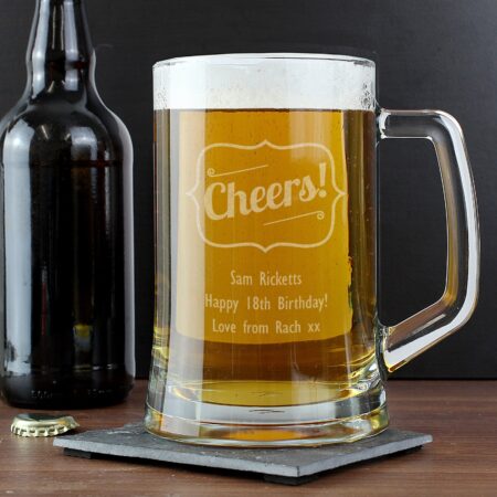 Personalised Cheers Glass Pint Stern Tankard: 3 - Tankards By Gift Moments