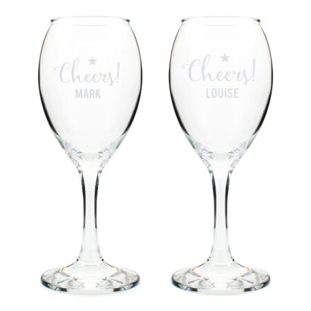 Personalised Cheers Wine Glass Set: 6 - Wine Glasses By Gift Moments