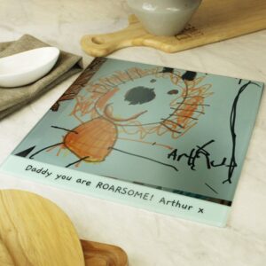 Personalised Childrens Drawing Photo Upload Glass Chopping Board/Worktop Saver: 3 - Chopping Boards By Gift Moments