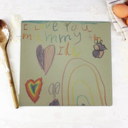 Personalised Childrens Drawing Photo Upload Glass Chopping Board/Worktop Saver: 8 - Chopping Boards By Gift Moments