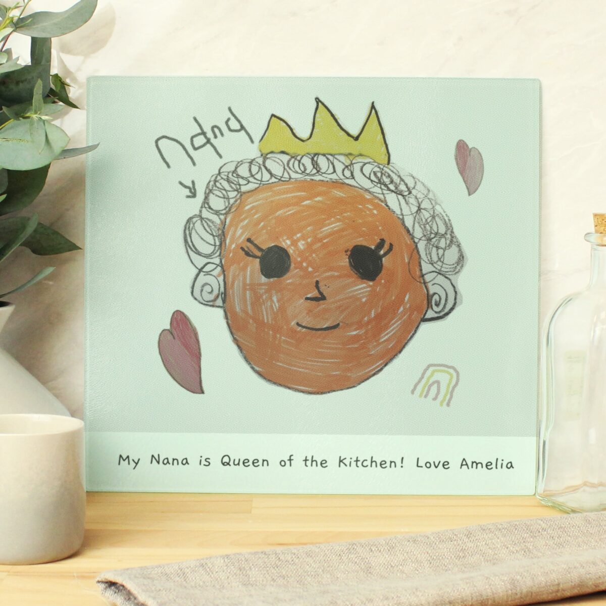 Personalised Childrens Drawing Photo Upload Glass Chopping Board/Worktop Saver: 1 - Chopping Boards By Gift Moments