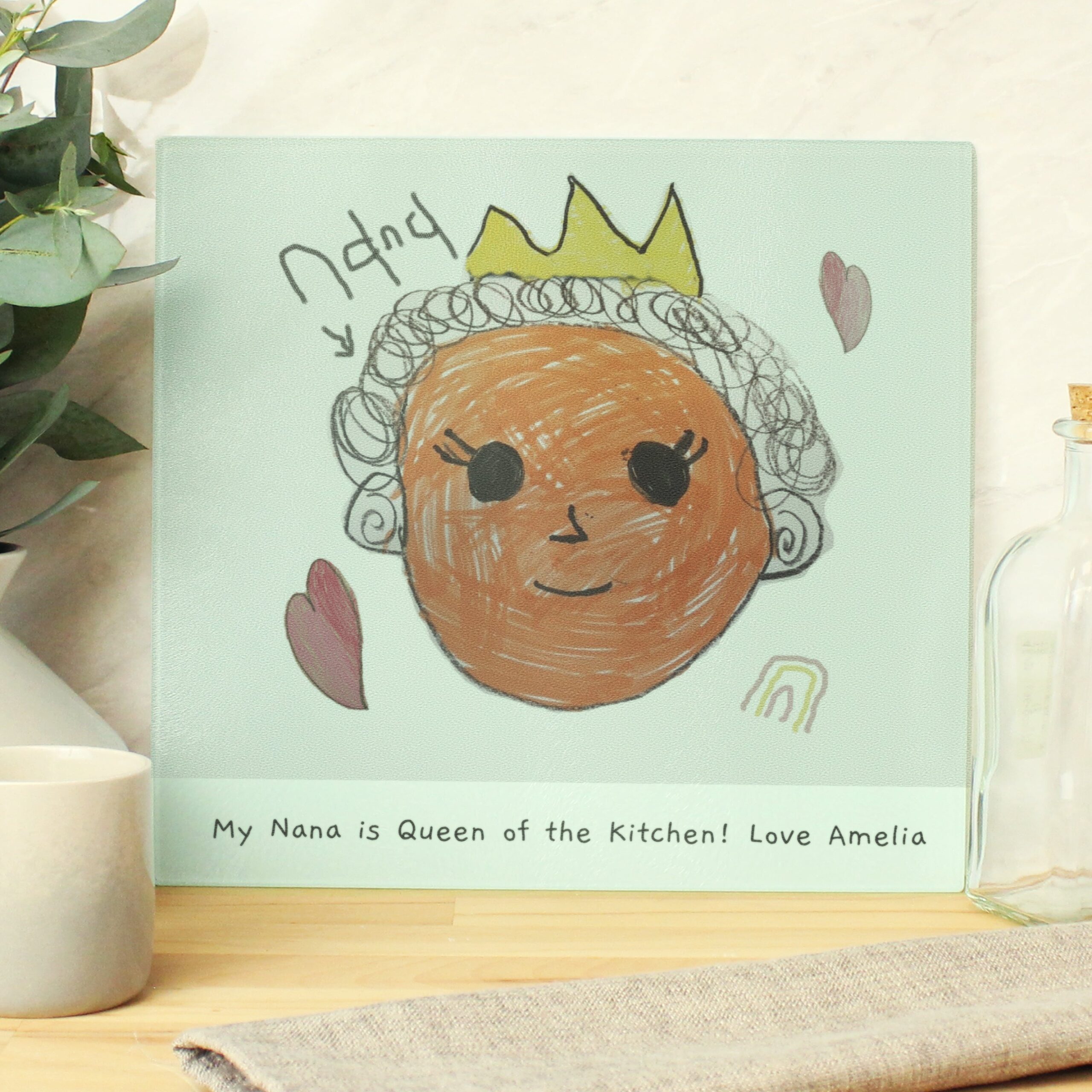 Personalised Childrens Drawing Photo Upload Glass Chopping Board/Worktop Saver: 1 - Chopping Boards By Gift Moments