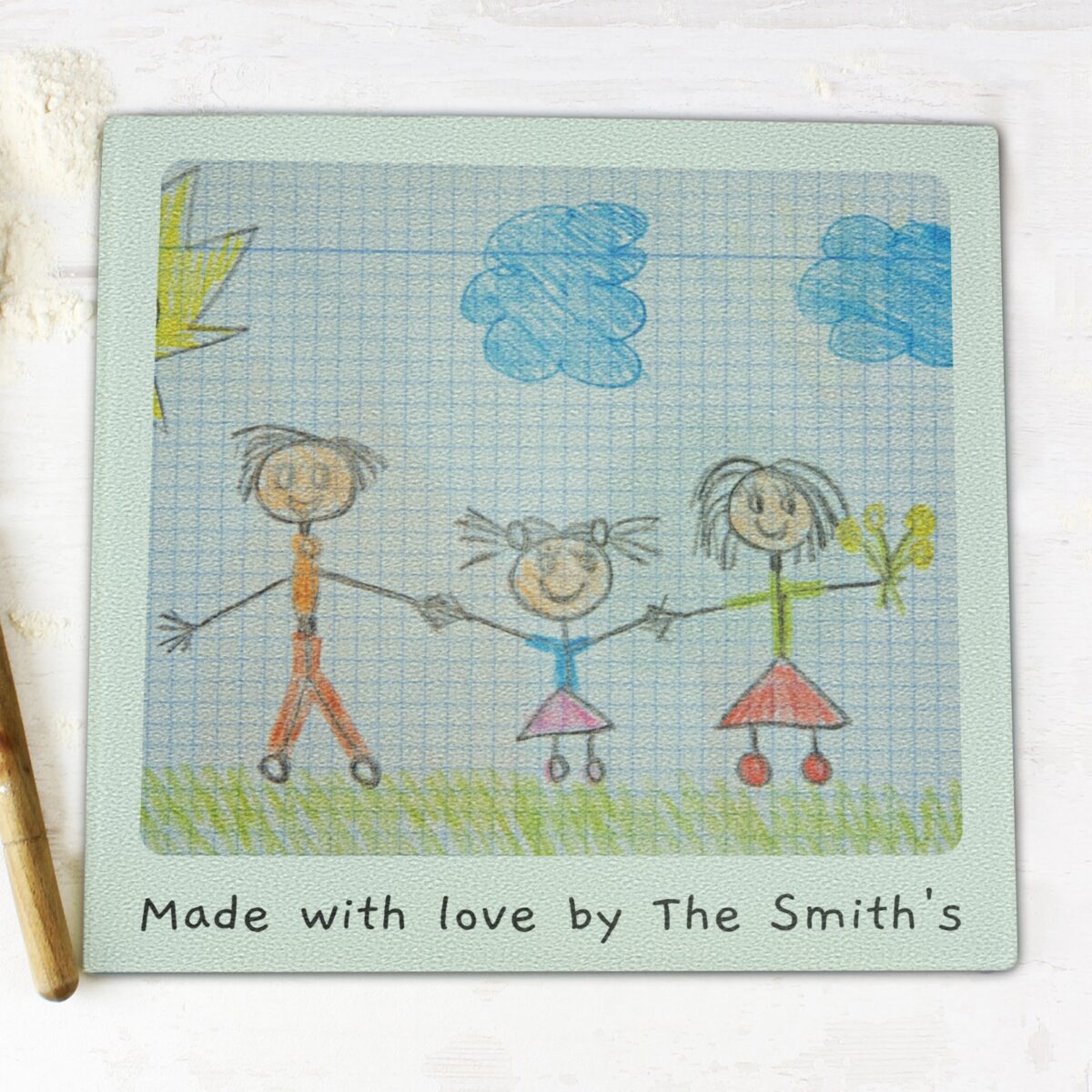 Personalised Childrens Drawing Photo Upload Glass Chopping Board/Worktop Saver: 4 - Chopping Boards By Gift Moments