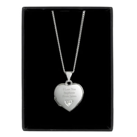 Personalised Children’s Sterling Silver and Cubic Zirconia Heart Locket Necklace: 2 - Necklaces By Gift Moments