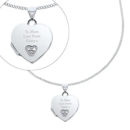 Personalised Children’s Sterling Silver and Cubic Zirconia Heart Locket Necklace: 4 - Necklaces By Gift Moments