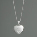 Personalised Children’s Sterling Silver & Cubic Zirconia Heart Locket Necklace: 1 - Necklaces By Gift Moments