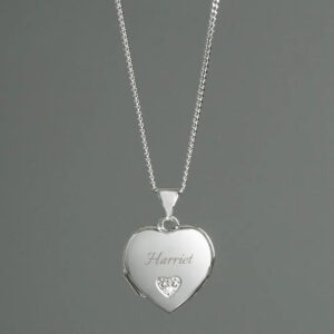 Personalised Children’s Sterling Silver & Cubic Zirconia Heart Locket Necklace: 1 - Necklaces By Gift Moments