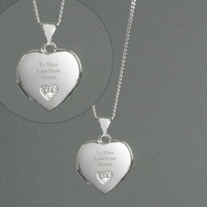 Personalised Children’s Sterling Silver and Cubic Zirconia Heart Locket Necklace: 7 - Necklaces By Gift Moments