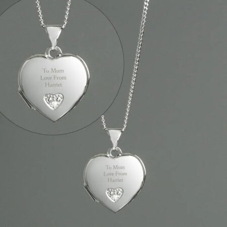 Personalised Children’s Sterling Silver and Cubic Zirconia Heart Locket Necklace: 7 - Necklaces By Gift Moments