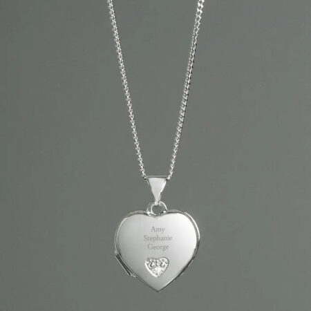 Personalised Children’s Sterling Silver and Cubic Zirconia Heart Locket Necklace: 6 - Necklaces By Gift Moments