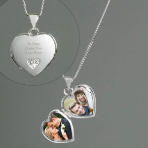Personalised Children’s Sterling Silver and Cubic Zirconia Heart Locket Necklace: 3 - Necklaces By Gift Moments