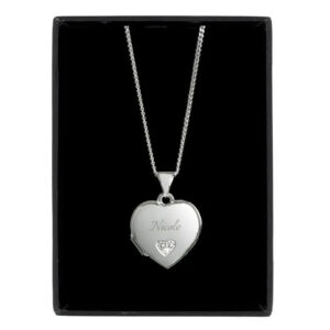 Personalised Children’s Sterling Silver & Cubic Zirconia Heart Locket Necklace: 4 - Necklaces By Gift Moments