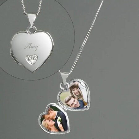 Personalised Children’s Sterling Silver & Cubic Zirconia Heart Locket Necklace: 3 - Necklaces By Gift Moments