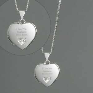 Personalised Children’s Sterling Silver and Cubic Zirconia Heart Locket Necklace: 5 - Necklaces By Gift Moments