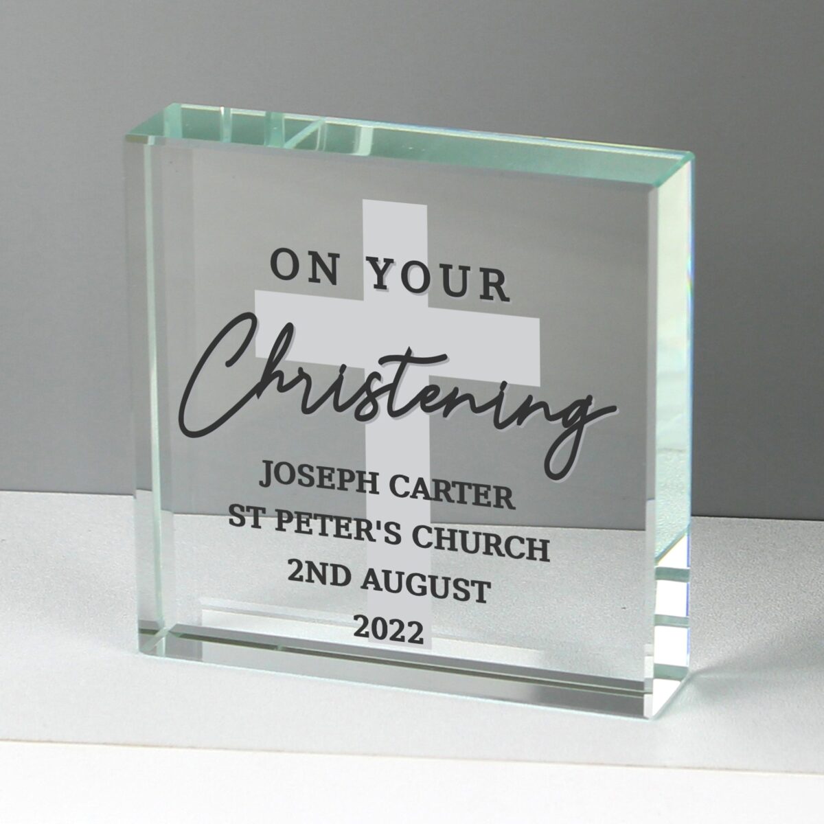Personalised On Your Christening Crystal Token: 1 - Crystal Tokens By Gift Moments