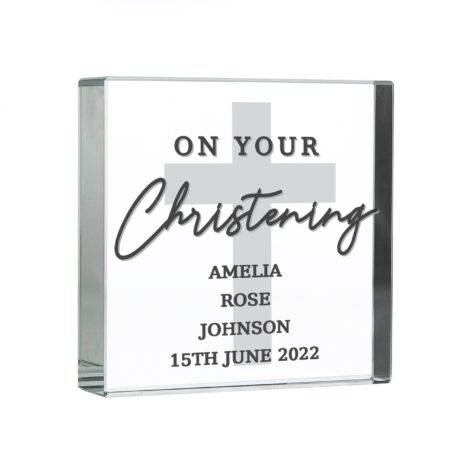 Personalised On Your Christening Crystal Token: 3 - Crystal Tokens By Gift Moments