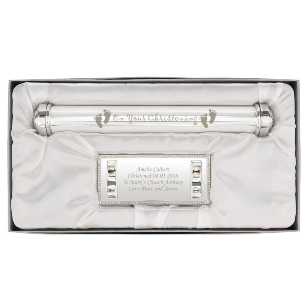 Personalised Christening Silver Plated Certificate Holder: 2 - Certificate Holders By Gift Moments