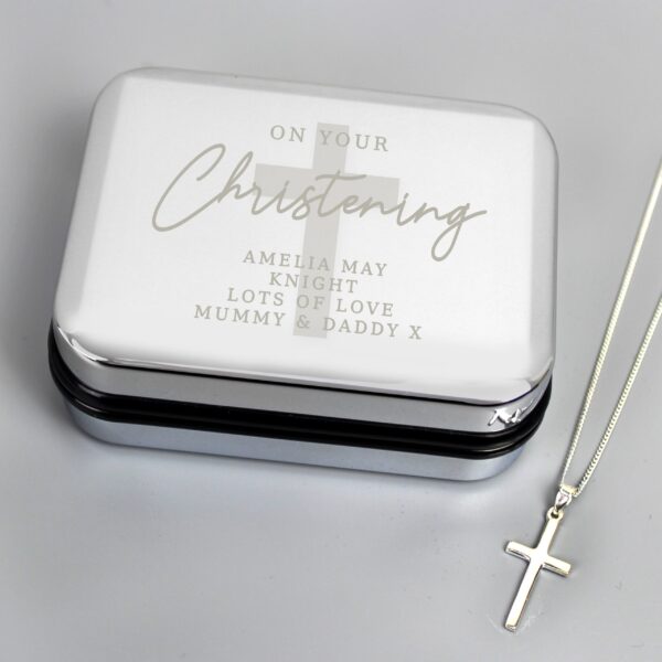Personalised Christening Trinket Box & Cross Necklace Set: 1 - Necklaces By Gift Moments