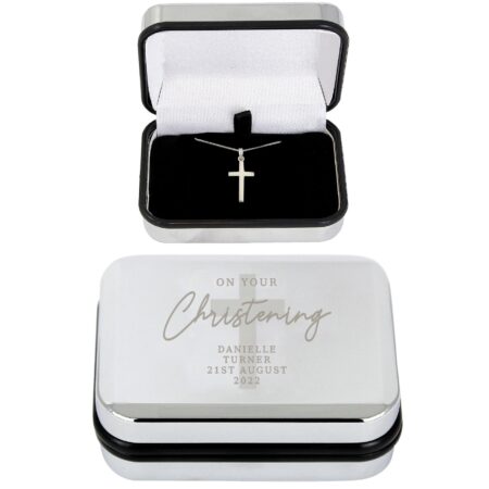 Personalised Christening Trinket Box & Cross Necklace Set: 3 - Necklaces By Gift Moments