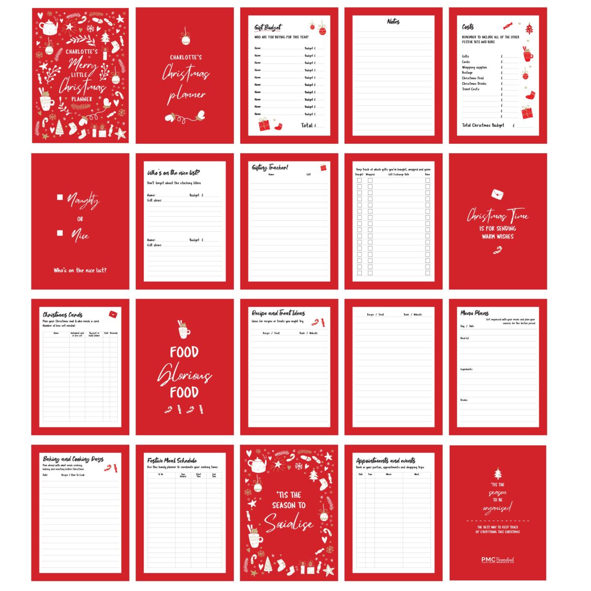 Personalised christmas a5 planner