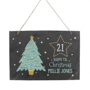 Personalised Christmas Chalk Countdown Hanging Large Slate Sign: 4 - Signs & Plaques By Gift Moments
