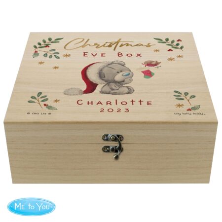 Personalised Christmas Eve Tiny Tatty Teddy Wooden Keepsake Box: 5 - Keepsake Boxes