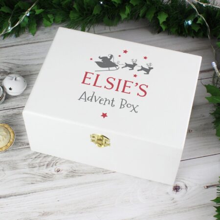 Personalised Christmas Eve White Wooden Box: 3 - Keepsake Boxes By Gift Moments